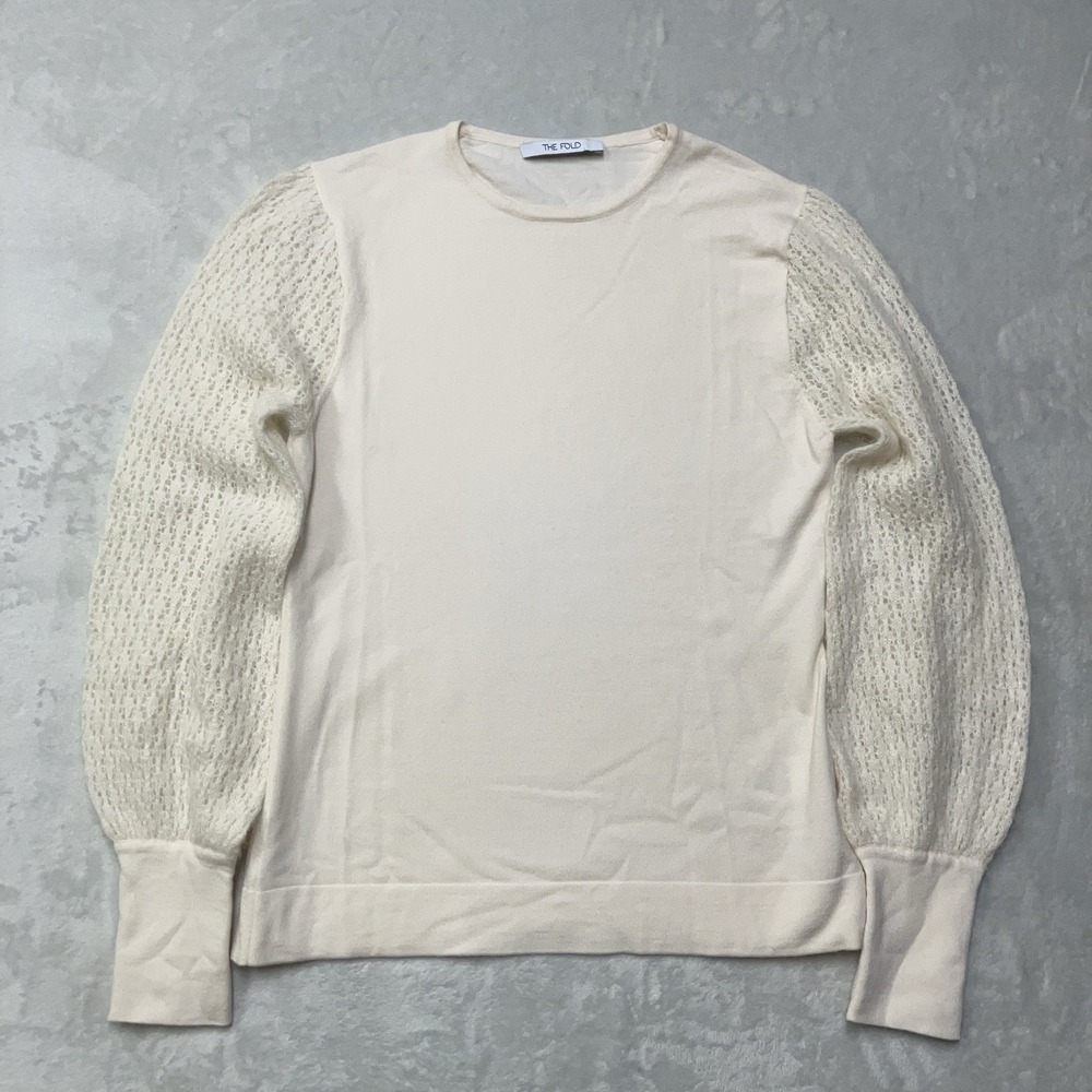 The Fold London Wool Alpaca Top Womens Small Ivory White‎ Coastal Beach Shirt
